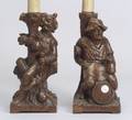 Two Blackforest Carved Wood Figural Lamp Bases