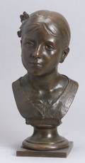 Jean Escould French 18511911 Bronze Bust of a GirlEglantine