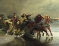 Eastern European School 19th Century Sleighing Across the Lake