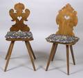 Four Swiss Country Walnut Splaylegged Side Chairs