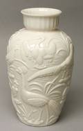 French Opaque Ivory Molded Glass Vase