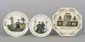 Three Enamel Decorated Creamware Marriage Plates