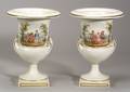 Pair of KPM Porcelain Campagna Urns