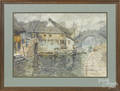 Chinese watercolor canal scene