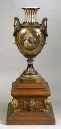 Monumental Sevres Porcelain and Bronze Mounted Urn on Stand
