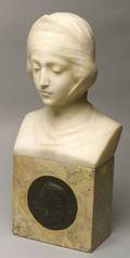 Italian Carved Alabaster Bust of Beatrice