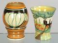 Two Clarice Cliffs Bizarre Ware Vases