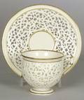 Grainger amp Co Worcester Porcelain Reticulated Cup and Saucer