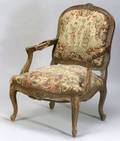 Louis XV Style Needlework Upholstered Beechwood Fauteuil a la Reine