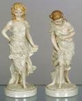 Pair of Royal Worcester Porcelain Glazed Parian Figures