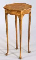 Queen Anne Style Octagonal BoxwoodInlaid and Crossbanded Walnut Kettle Stand