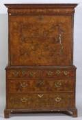 Late William amp Mary Herringbone Crossbanded Walnut Fallfront DeskBureau