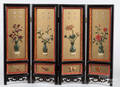 Chinese fourpart folding table screen with hardstone appliqus