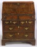William and Mary Herringbone Crossbanded Walnut Slant Lid Desk