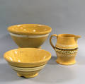 Three Large Banded Yellowware Items