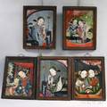 Five Framed Chinese Export Reversepainted Portraits of Women