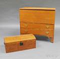 Chippendale Pine Twodrawer Blanket Chest and a Dometop Trunk
