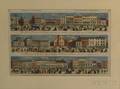 Framed Doublepage Grand Panoramic View of the East Side of Washington Street Boston