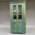 Bluepainted Glazed Corner Cupboard