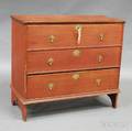 Redpainted Poplar Chest Over Drawer