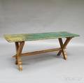 Scandinavian Greenpainted Pine Trestle Table