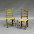 Pair of Greenpainted Slatback Side Chairs