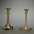Two Early Brass Candlesticks