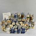 Fortythree German Ceramic and Stoneware Steins and Reference Book