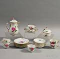 Meissen Red Rose Porcelain Demitasse Set