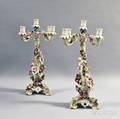 Pair of German Porcelain Fivelight Candelabra
