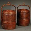 Two Wicker Baskets with Covers