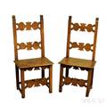Pair of Continental Carved Walnut Side Chairs