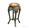 Chinese Carved Hardwood Marbletop Occasional Stand