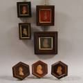Seven Framed Wax Portrait Miniatures