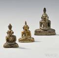 Three Brass Buddhist Figures