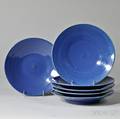 Set of Six Blueglazed Plates
