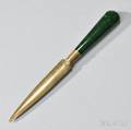 Brass Letter Opener with Jade Handle