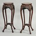 Pair of Tall Hardwood Stands