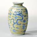 Yellowglazed Jar with Blue and White Dragons