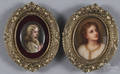 Two small painted porcelain portrait plaques