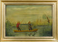 American primitive painted tin shooting scene 19th c