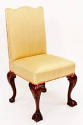 Chippendale Camel Back Silk Side Chair