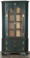 Pennsylvania painted pine twopart corner cupboard
