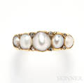 Antique 18kt Gold Pearl and Diamond Ring