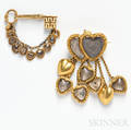 Two Antique Gold and Hairwork Jewelry Items