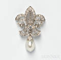 14kt White Gold and Diamond PendantBrooch