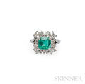 Platinum Emerald and Diamond Ring