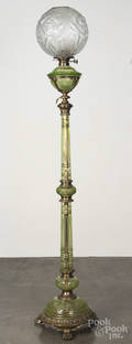 Cut glass and bronze floor lamp