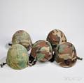 Four Late M1 Helmets and a Kevlar Helmet