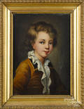 Pair of Continental oil on canvas portraits of a boy and girl